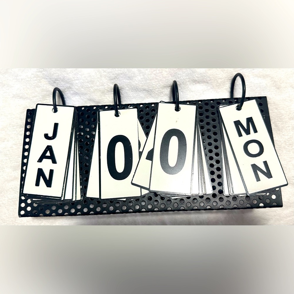 Black Metal/Rustic/Farmhouse/Industrial Vintage Look Perpetual Calendar; Desktop
